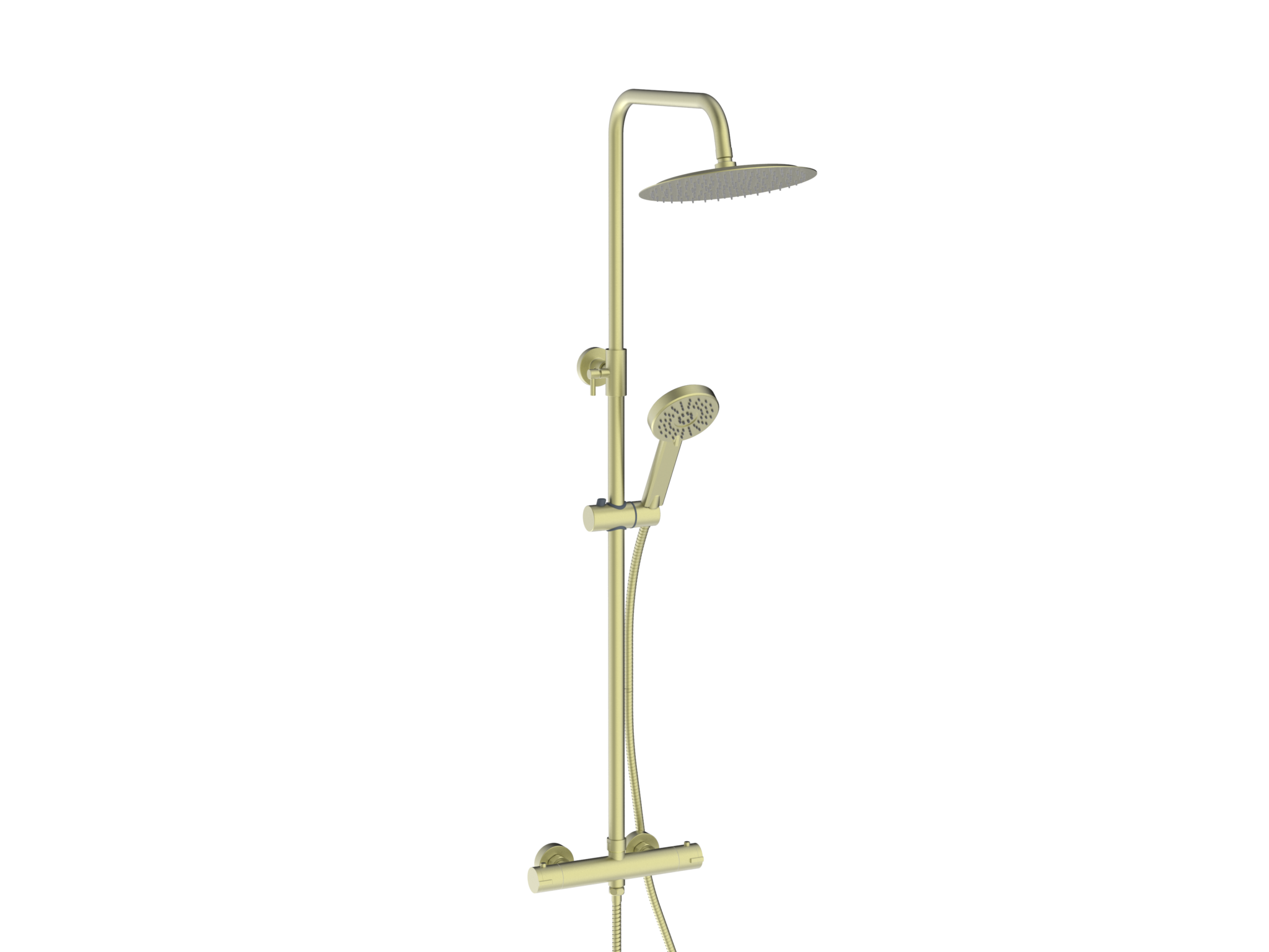 Brushed Brass Round Rigid Riser Shower